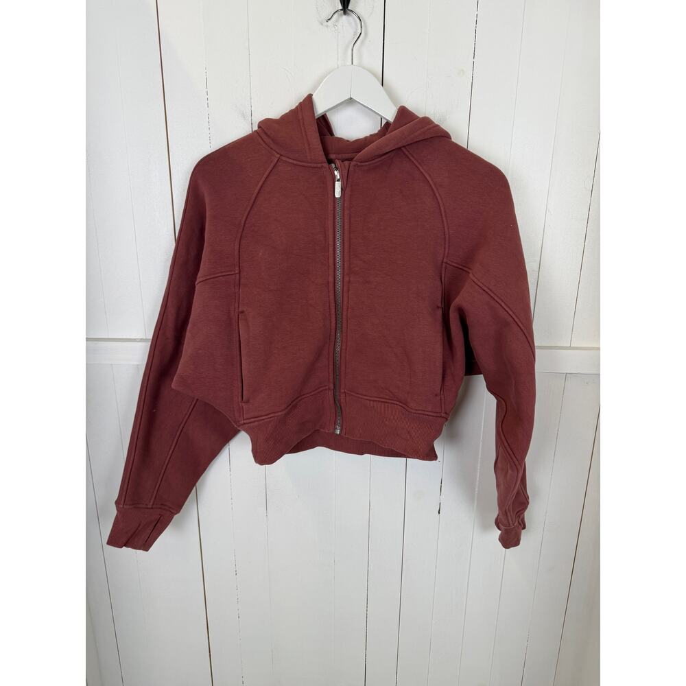 Lululemon Pink Orange Full Zip Hoodie Size 4 Cotton